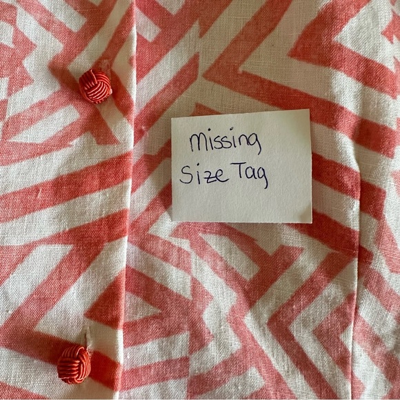 Connie Roberson Shirt Womens L Linen Button Up Geometric Lagenlook Made in USA - Picture 13 of 15